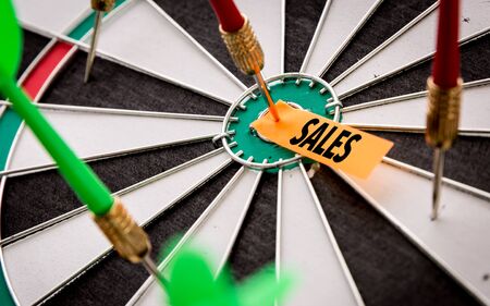 Darts with the word Salesの写真素材
