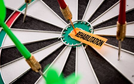 Darts with the word Rehabilitationの写真素材