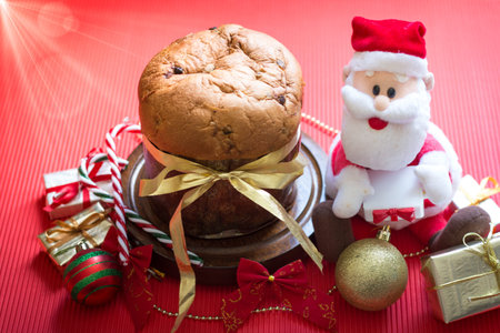 Panettone. Christmas party decoration. Christmas symbol