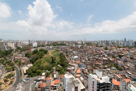 Urban social contrast. Buildings and slum. Inequalityの写真素材