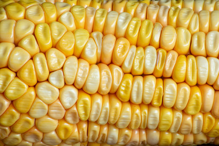 Yellow cob corn. Detail photo of detail. Macro