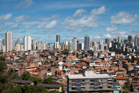 Urban social contrast. Buildings and slum. Inequalityの写真素材