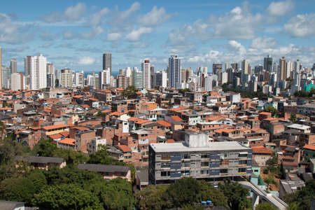 Urban social contrast. Buildings and slum. Inequalityの写真素材