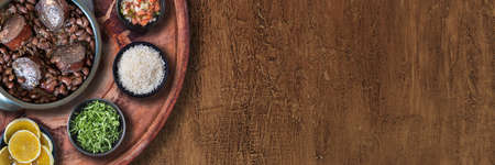 Feijoada. Traditional Brazilian food. Top view. Copy space.Outdoor formatの写真素材