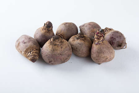 Beet pile with white background. Copy spaceの写真素材