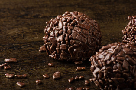 Brigadeiro.Traditional brazilian sweet chocolate. Granulated chocolate