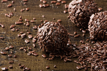 Brigadeiro.Traditional brazilian sweet chocolate. Granulated chocolate