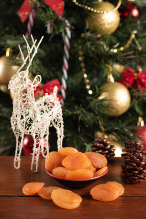 Dried apricots traditional christmas food. Christmas Party Decorationの写真素材
