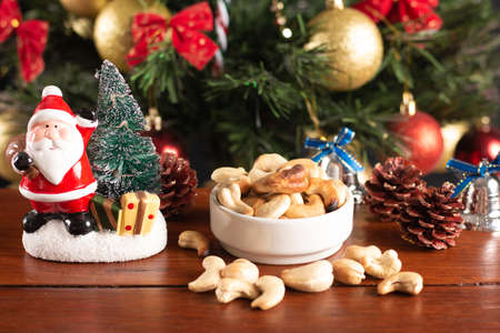 Cashew nut traditional Christmas food. Christmas Party Decorationの写真素材