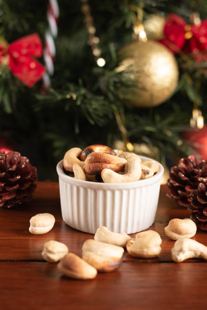 Cashew nut traditional Christmas food. Christmas Party Decoration