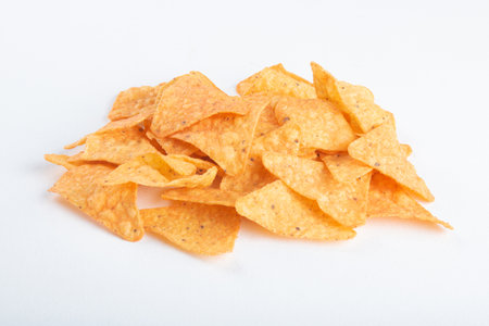 Nachos on white backgroundの写真素材