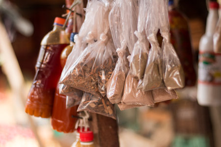 Spices sold at a popular fairの写真素材