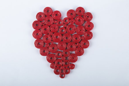 Valentine's day background with hearts and white backgroundの写真素材