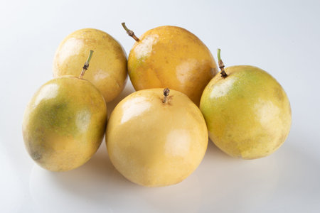 Passion fruit on white background.
