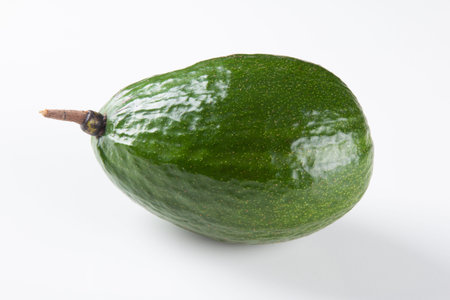 Green avocado fruit isolated on white background.