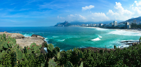 Famous Arpoador and Ipanema beach in Rio de Janeiro Brazil.