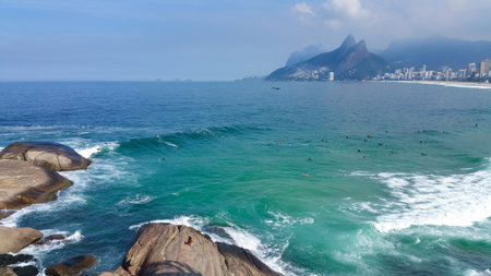 Famous Arpoador and Ipanema beach in Rio de Janeiro Brazil.