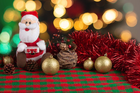 Santa Claus decoration with lights background. Christmas partyの写真素材