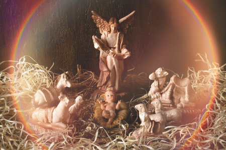 Nativity scene. Traditional Christmas sceneの写真素材