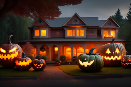 Traditional halloween party backdrop. Generative AI.の素材