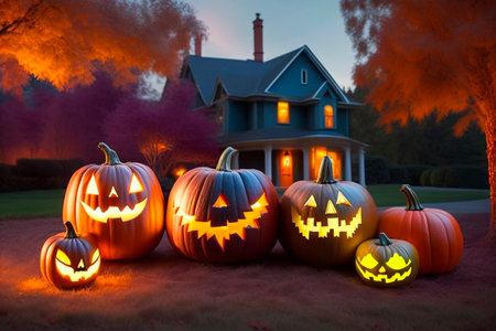 Traditional halloween party backdrop. Generative AI.の素材