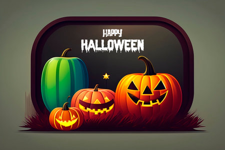 Traditional halloween party backdrop. Banner. Generative AI.の素材