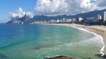 Panoramic view of Arpoador and Ipanema beach in Rio de Janeiro Brazil.の写真素材