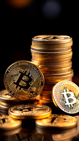 Bitcoin Cryptocurrency Digital Bit Coin BTC Currency.の素材