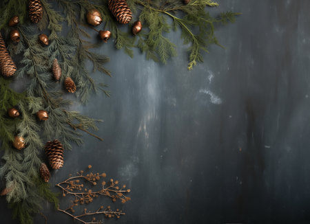 Christmas banner. Decorative Christmas decorations and space for text.の素材