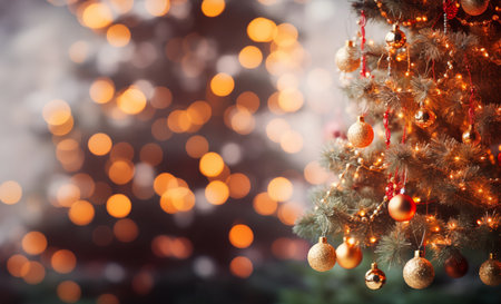Christmas tree with blurred background with lights.の素材