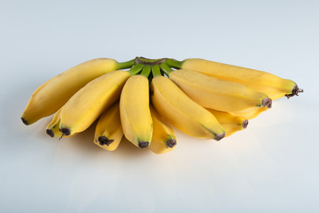 Yellow banana fruit with white background.の写真素材