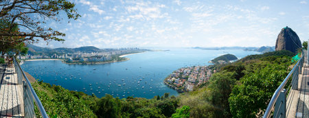 Panoramic view of Rio de Janeiro from Urca Hill with Sugarloaf and Guanabara Bay.の写真素材