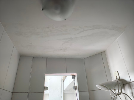 Bathroom ceiling with water damage and humidity.の写真素材