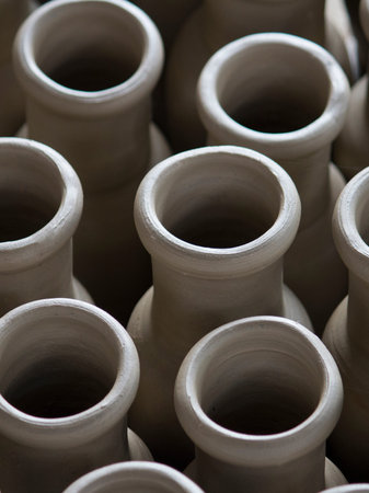 Detail of handmade clay pots.