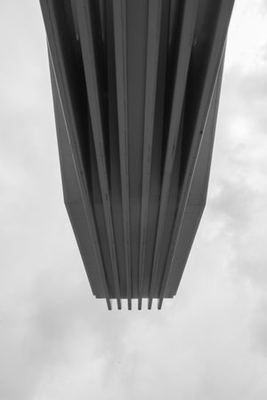 Oviedo, Asturias, Spain - Agost 09, 2017: Exhibition and Congress center Ciudad de Oviedo in Asturias. Designed by architect Santiago Calatrava, inaugurated in 2011 Spain. Picture in black and whiteのeditorial素材