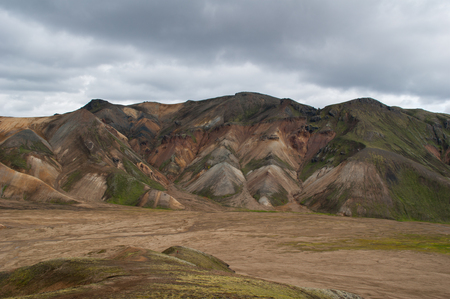 (Iceland) at summer time Panoramic view of magnificent volcanic mountains in the Valley Park Landmannalaugar (Iceland) at summer timeの写真素材