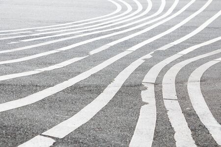Scene of the asphalt floor with white stripes in Superkilen Parkの写真素材