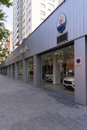 Valencia, Spain - August 1, 2021: Maserati Dealer, the luxury vehicle brand installed in the city of Valenciaのeditorial素材