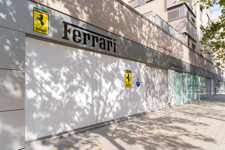 Valencia, Spain - August 1, 2021: Dealership and workshops of the luxurious Ferrari car brand in Valenciaのeditorial素材