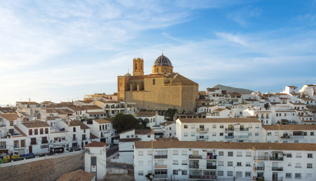 Aerial image of the town of Altea in Alicante (Spain) with its typical white houses with its church in the center of the image famous for its dome. mediterranean cultureの写真素材