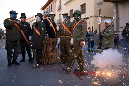 Ibi, Spain - December 28, 2022: Traditional winter festival and masquerade 'Els Enfarinats'. Ibi,...
