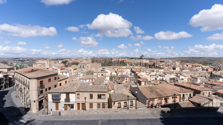Panoramic view of the northern part of the historic city of Toledo, the Hinge Gate and the Tavera...