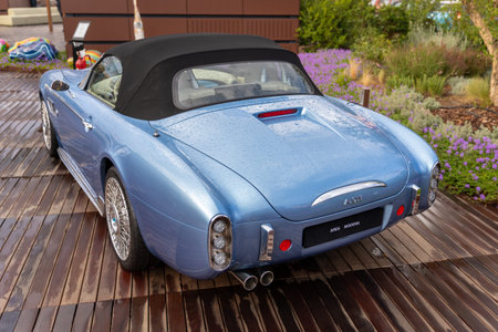 Porto Cervo, Italy - August 28, 2023: Rear view of an Ares Wami Car, Lalique Spyder model of the...