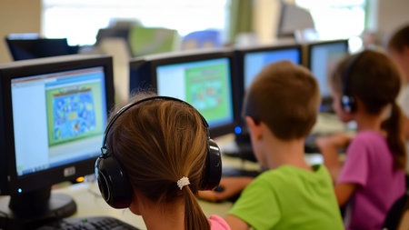 some children learning computers at school