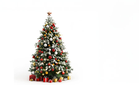 a beautiful Christmas tree with a white background.の写真素材