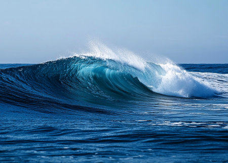 a beautiful wave in the pacific oceanの写真素材