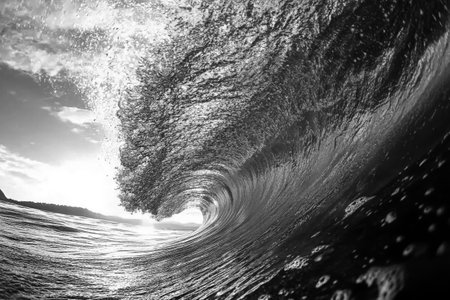 a wave in the pacific oceanの写真素材
