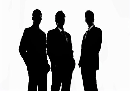 silhouettes of executives on white background