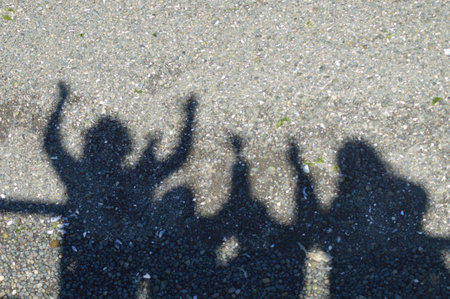 some shadows of a person on the floorの写真素材