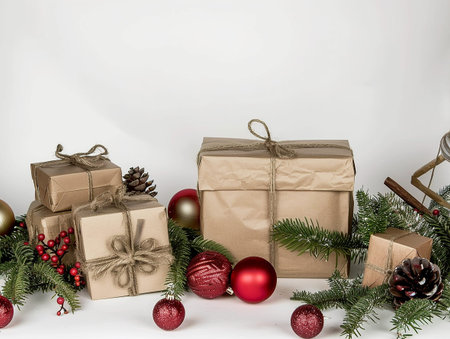 some gift boxes at christmas